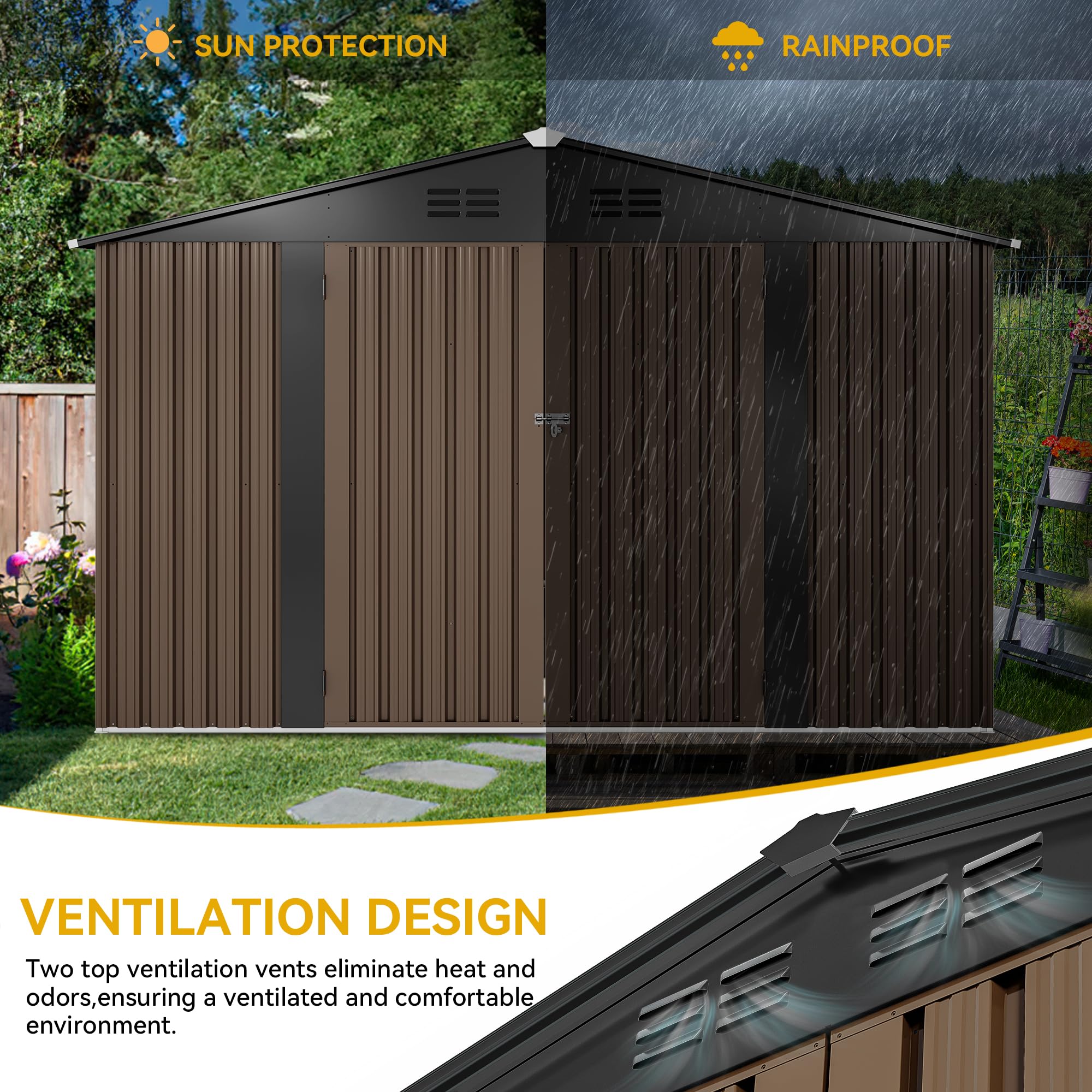 Amazon.com : DWVO 10x8 FT Outdoor Storage Shed - Spacious Garden